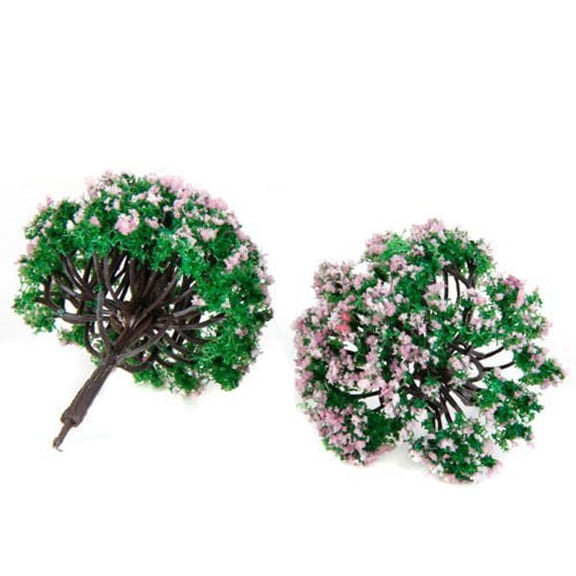 KALLORY 20Pcs Miniature Model Trees Pink Green Plastic Cement For House Desk Decoration