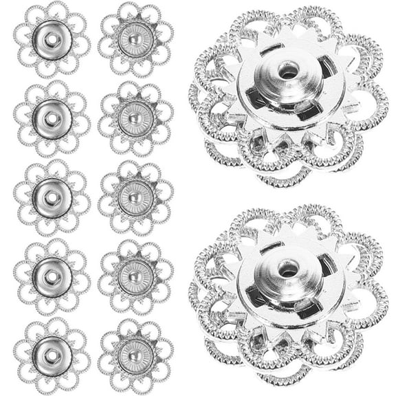 KALLORY 20Pcs Sew On Snap Buttons Metal Button Supplies Sturdy Alloy Clothes Fastener