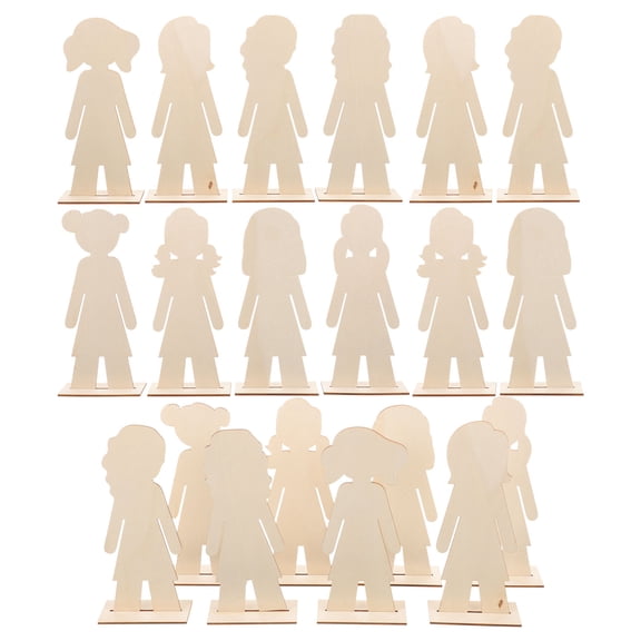 KALLORY Wooden People Cutouts for Crafts, Beige Wood Slices for Painting and Decorating, 20 Pieces for Creative Projects