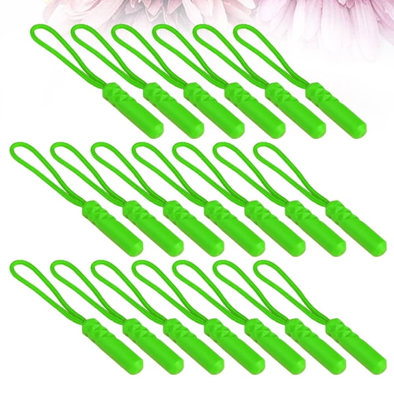 KALLORY 20Pcs Zipper Puller with Cylinder Head for Sportswear and Down Coat Green Plastic Diy Zipper Pulls