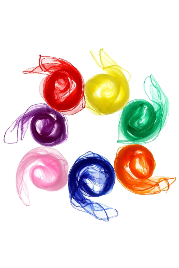 21Pcs Lightweight Scarves Dance Practice Square Artificial Silk Trick Performers Bright Play 11.8X11.8In