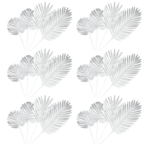 KALLORY Silver Fake Leaves for Indoor and Outdoor Use 24Pcs