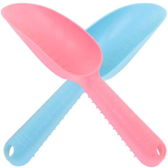 KALLORY 2PCS Blue Plastic Garden Shovels for Digging and Turning Soil in Gardens