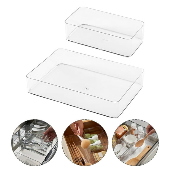 KALLORY 2Pack Stackable Storage Boxes Transparent PP for Organizers in Kitchen and Bedroom
