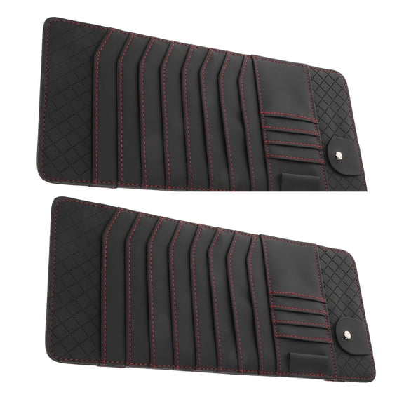 KALLORY 2Pcs Car Visor Cd Holder Organizer Black Space Saving Sun Visor Storage Case for Cds and Dvds
