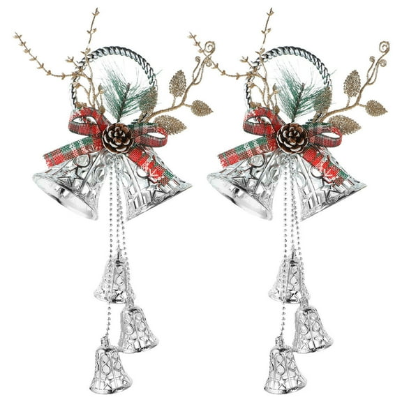 KALLORY Set of 2 Bell Christmas Tree Ornaments Metal Holiday Decorations for Festive Home Decor