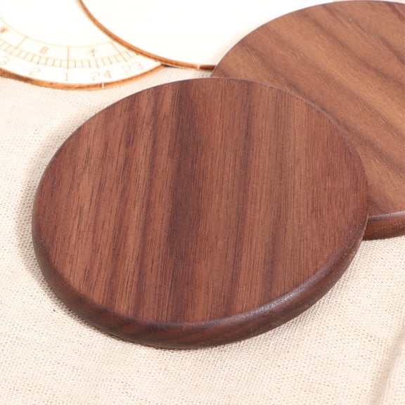 KALLORY Coaster Walnut Wood 2Pcs 3.5In Round Heat Insulation Cup Mat