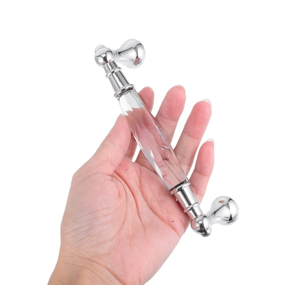 KALLORY 2-Pack Crystal Glass Drawer Pulls for Cabinets and Furniture, Stylish Handles for Home and Office Use