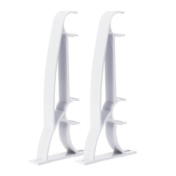 KALLORY 2Pcs Drapery Rod Bracket Galvanized Iron White Double Layer Design for Curtain Rods Easy to Install