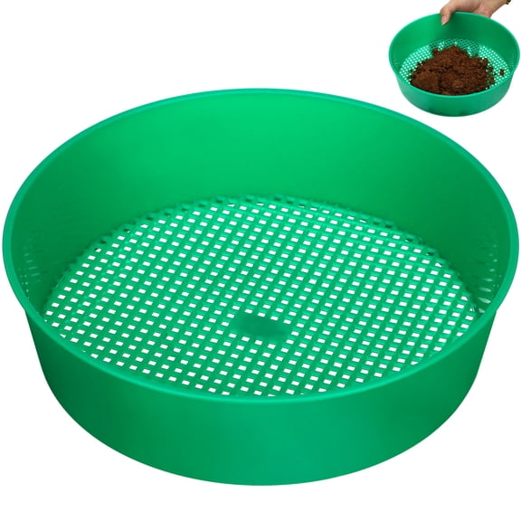 KALLORY Plastic Garden Sieve Green Mesh Design Composting Tool 2Pcs 8.1x8.1x2.4in