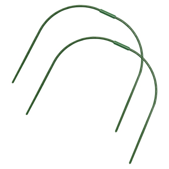 KALLORY Garden Hoops Sturdy Green Steel and Plastic Plant Cover Rack for Home Use 2Pcs