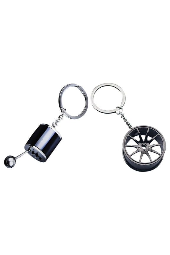 2Pcs Gear Shifter Keychain Metal Ring for Car Keys Unique Durable Multi Color Accessory
