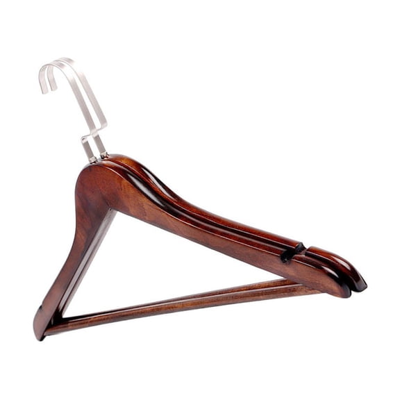 KALLORY 2Pcs Hanger for Clothes Support Wood Hangers Non Slip Hook Brown Color for Wardrobe Organization
