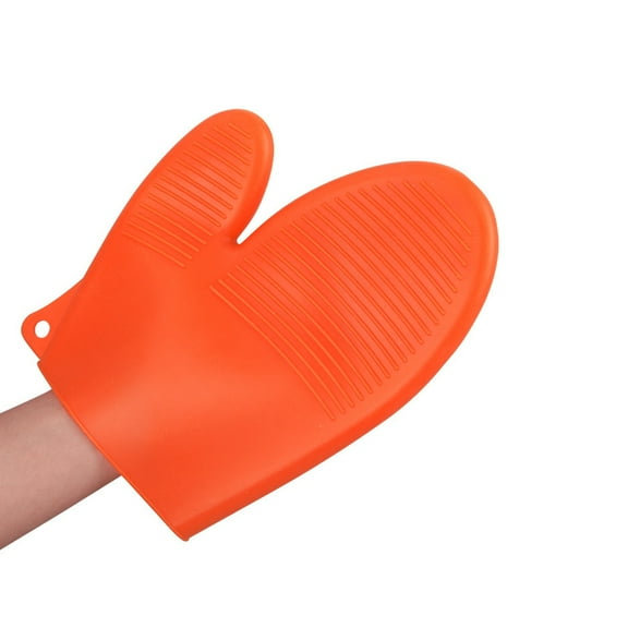 KALLORY 2Pcs Kitchen Oven Mitts In Orange Color With Heat Resistant Feature
