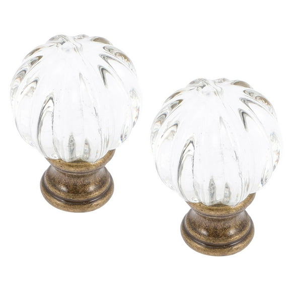 KALLORY 2Pcs Lamp Finial Caps Lampshade Caps Glass Transparent for Desk Light