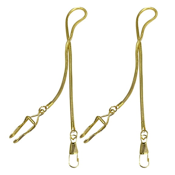 KALLORY Pocket Watch Chain Golden Metal for Hanging Use Smooth Polished 2Pcs