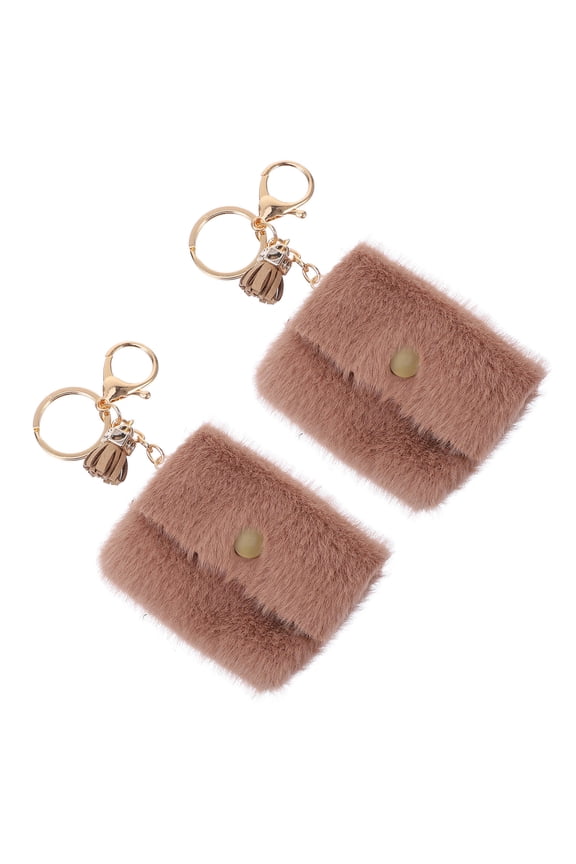 2-Pack Keychain Holders with Metal Cable Organizers and Compact Khaki Change Bags for Daily Use and Convenient Carrying