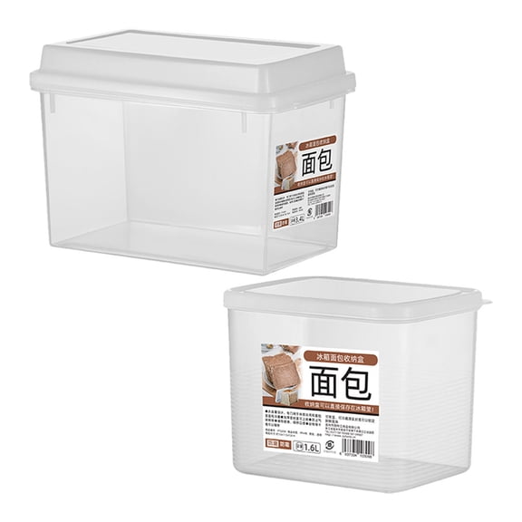 KALLORY Set of 2 Large Transparent Plastic Bread Boxes Airtight Storage Containers for Homemade Bread