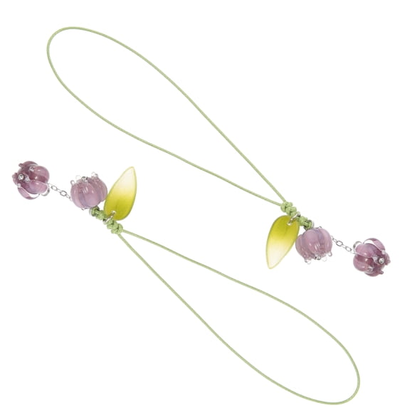 KALLORY 2Pcs Purple Phone Hanging Chain Floral Style cate Phone Case Strap with Wristband