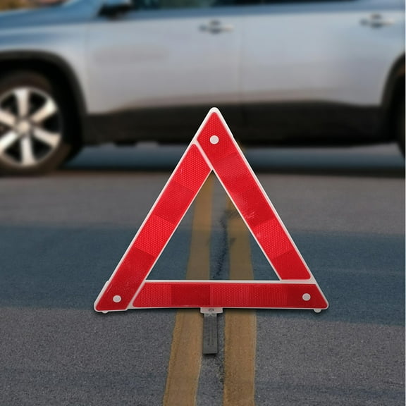 KALLORY 2Pcs Foldable Red Plastic Emergency Warning Triangles Reflective Road Safety Signs for Car