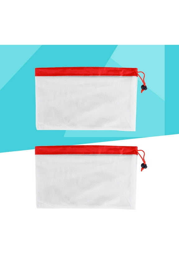 2Pcs Red Reusable Mesh Pouch for Grocery Shopping and Picnic 8Inch Breathable and Washable