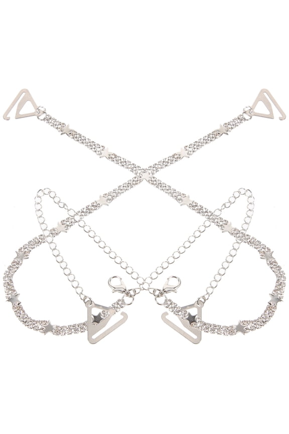 2Pcs Rhinestone Bra Chain Straps Decorative Replacement for Dress and Party