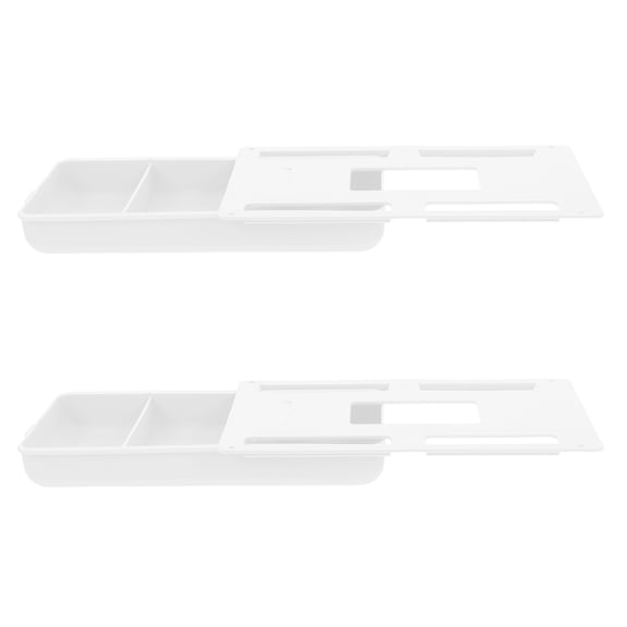 KALLORY Under Table Organizer, White PP, Self-Adhesive Slide-Out Drawer, Maximize Desk Space, 2Pcs