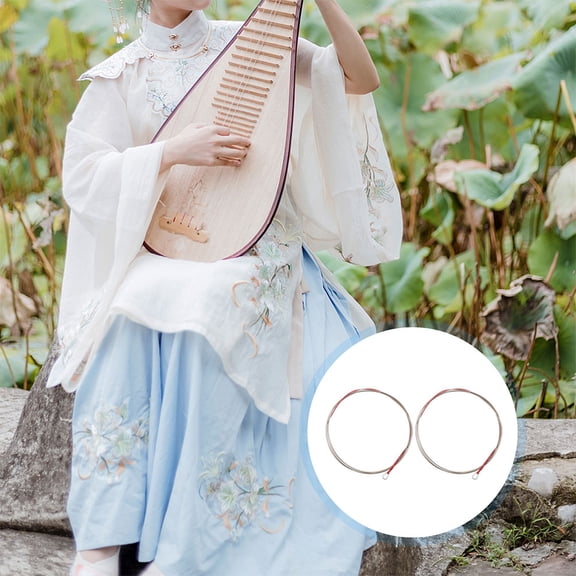 KALLORY 2Pcs Silver Lute String Replacements Wear-Resistant for Musicians 10.5X9.3X0.3CM