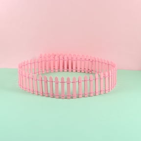 KALLORY 2Pcs Small Garden Fence Border Handmade Mini Design Bamboo Pink Decorative Fencing for Restaurants