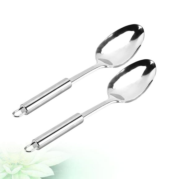 KALLORY 2-Piece Stainless Steel Soup Spoons Set for Home and Restaurant Use with Hanging Hole Design