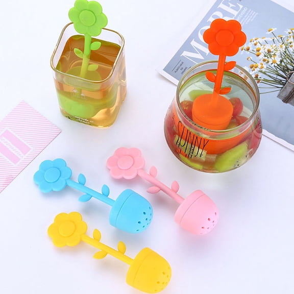 KALLORY 2Pcs Sunflower Shape Silicone Tea Infuser Accessories for Loose Leaf Tea Brewing Home Use