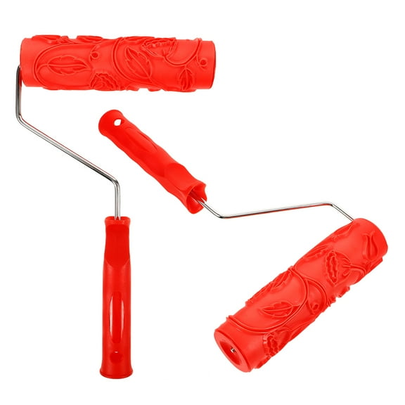 KALLORY 2Pcs Texture Roller Paint Roller Red For Wall And Ceiling 11.4X7.01X1.77In