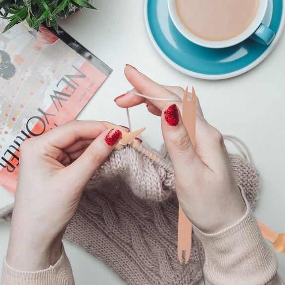 KALLORY 2Pcs Wooden Weaving Stick Chocolate Rectangular for DIY Lovers and Crafting Projects