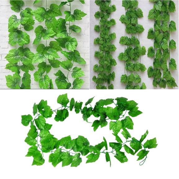 KALLORY 2-Pack Artificial Green Grape Vine Leaves Decorative Simulation Plants for Party