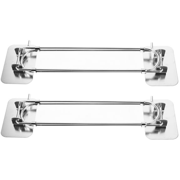 KALLORY Durable Rv Shower Storage Bar, Silver Stainless Steel, Organize Your Space, 2Pcs