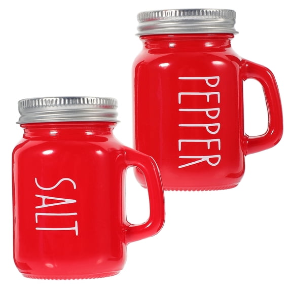 KALLORY 2-Piece Glass Salt and Pepper for Kitchen Table Seasoning and Spice Storage Containers