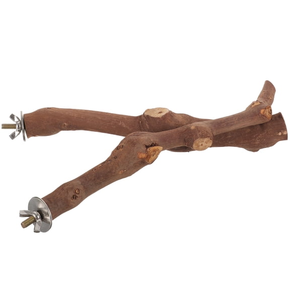 KALLORY Set of 2 Natural Wood Bird Perch Stands for Small to Medium Birds - Pet Bird Accessories for Bird Owners