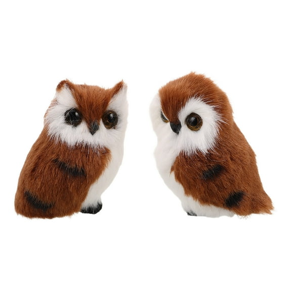 KALLORY 2pcs Plush Owl Toys Set, Soft Realistic Stuffed Animal for Kids, Adventure Animal Plushies, Children's Room Decor