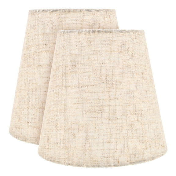 KALLORY 2-Pack Beige Linen Lamp Shade Set Natural Breathable Fabric Lampshades for Home Living Room Bedroom Decor