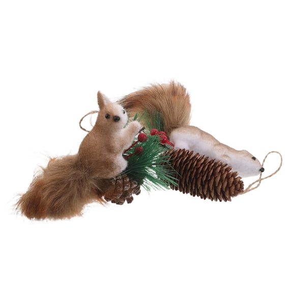 KALLORY 2pcs Christmas Tree Hanging Decor - Simulation Foam Squirrel Hanging Ornament Winter Holiday Pendants for Indoor Home Mantle Office Layout
