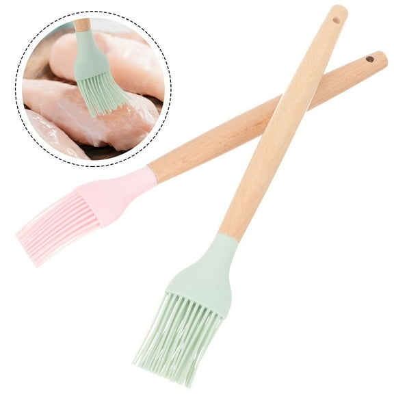 KALLORY 2-Pack Assorted Color Non-Cooking Brushes for Meat, Baking, Grilling, Indoor & Outdoor Kitchen Use