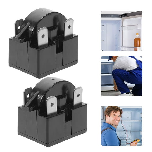 KALLORY 2Pcs Thermal Overload Protector Black Abs Compressor Starter for Fridge and Home Use