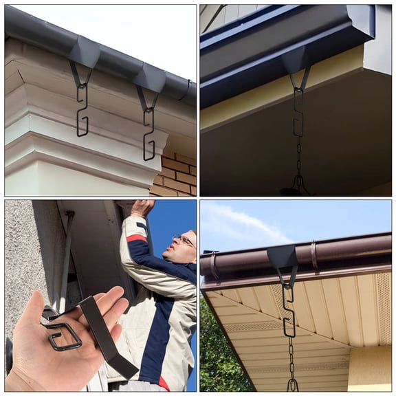 KALLORY  3 Sets Rain Chain Hook Accessories Gutter Drain Hooks Black