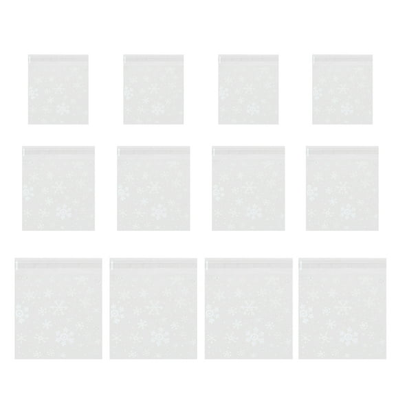 KALLORY 300 Pcs Snowflake Self-adhesive Cookies Cake Packaging Bag Bags Package