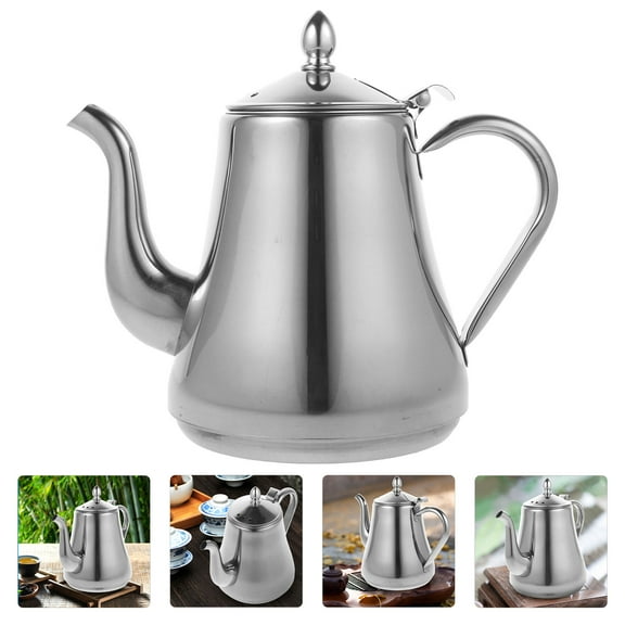 KALLORY Modern Stainless Steel Tea Pot with Infuser for Kitchen and Office Use