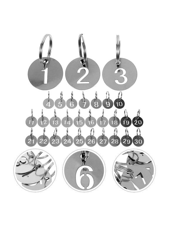 30Pcs Numbered Key Tags with Rings Black Metal Key Identification Labels for Locker Luggage Bags