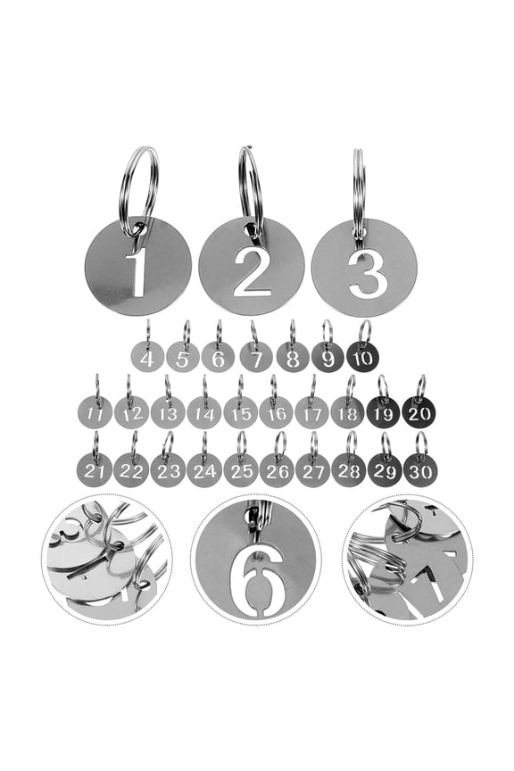 30Pcs Numbered Key Tags with Rings Black Metal Key Identification Labels for Locker Luggage Bags