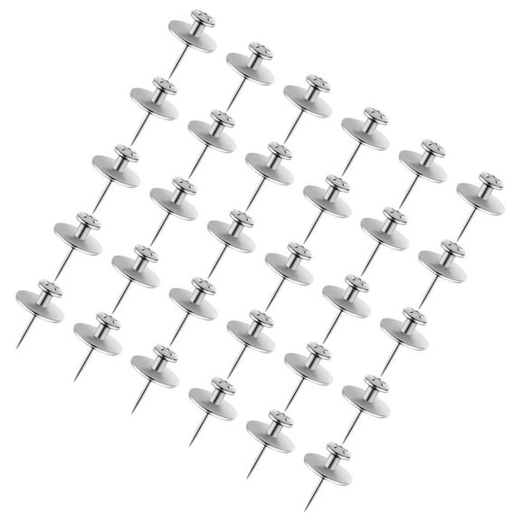 KALLORY 30Pcs Silver Zinc Alloy Pushpins Flat Top Thumbtacks for Bulletin Board and Map Use