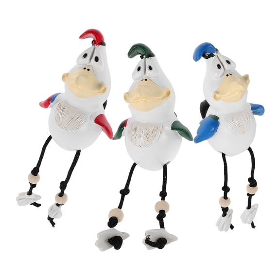KALLORY 3Pcs Chicken Figurine Resin Garden Statue Weather Resistant Outdoor Decoration