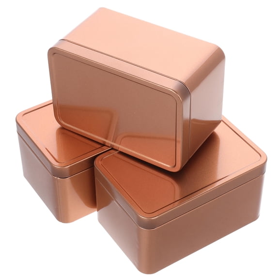 KALLORY 3-Piece Metal Rectangular Tin Storage Containers with Press-Top Lids for Home, Office, and Travel Organization